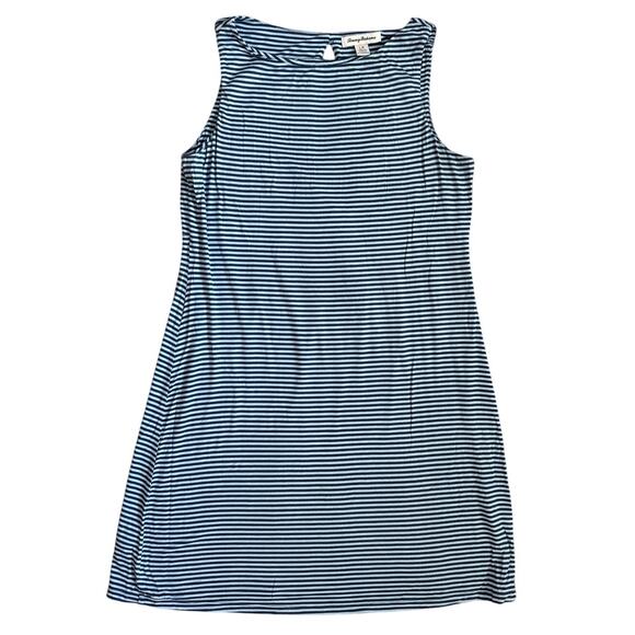 Tommy Bahama Cassia Open Back Blue Striped Jersey Knit Mini Dress Size Large - Picture 4 of 9